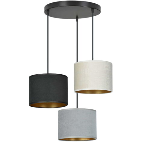 Suspension Emibig Hilde 3, 3xE27, noir/mix, tissu métal