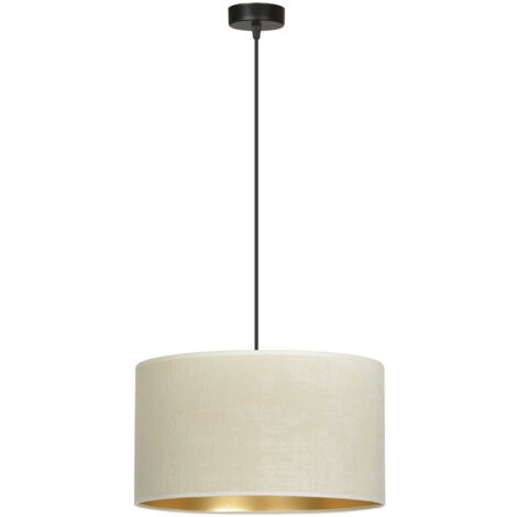 Suspension Emibig Hilde Ø35 cm crème tissu noir E27