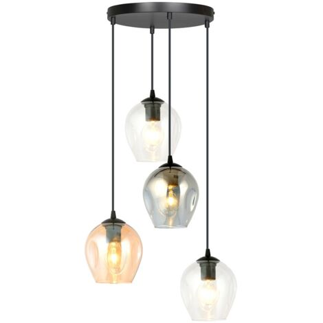 Suspension Emibig ISTAR 4xE27 verre noir multicolore