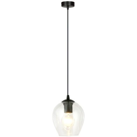Suspension Emibig Istar verre clair/noir E27 dimmable
