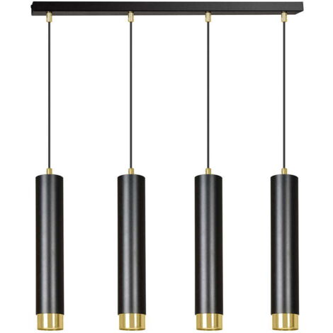 Suspension Emibig KIBO 4 spots GU10 noir/doré 60cm