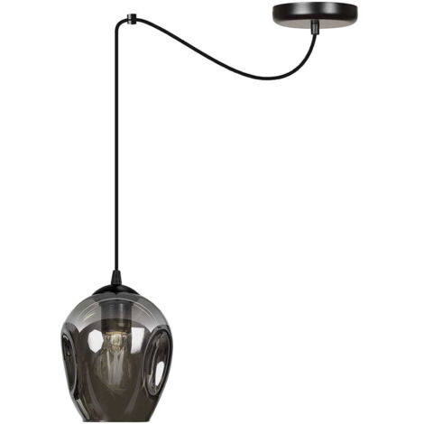 Suspension Emibig LEVEL 1xE27 verre noir graphite Ø14cm