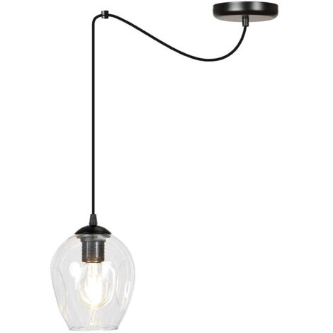 Suspension Emibig LEVEL verre clair noir E27 Ø14 15W