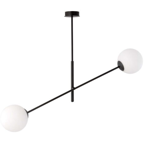 Suspension Emibig Linear 2xE14 noir/opale verre 102 cm
