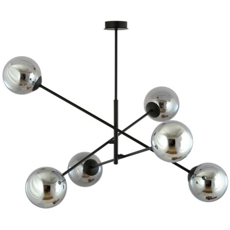 Suspension Emibig Linear noir/chrome 6xE14 dimmable