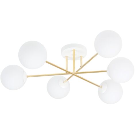 Suspension Emibig MAGNUM 6xE14 dorée globes blancs