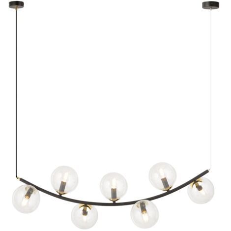 Suspension Emibig Ritz 7 lumières noir verre clair