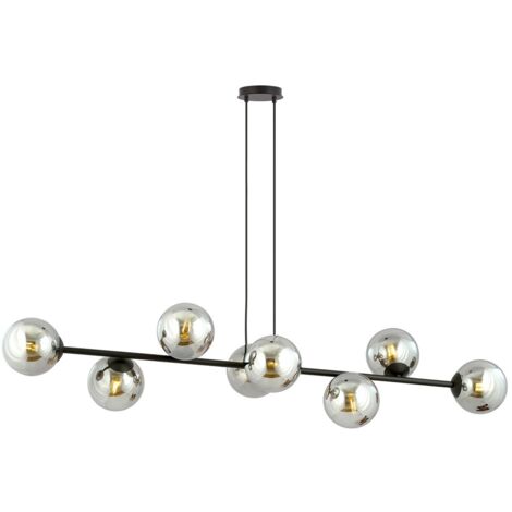 Suspension Emibig ROSSI 8xE14 noir/verre grafite IP20