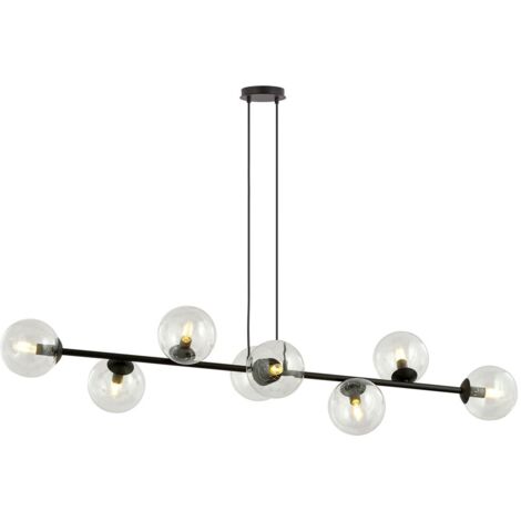 Suspension Emibig Rossi 8xE14 noire verre clair 130cm