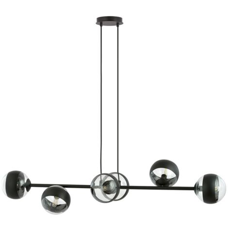 Suspension Emibig Rossi Stripe noire 6xE14 verre clair