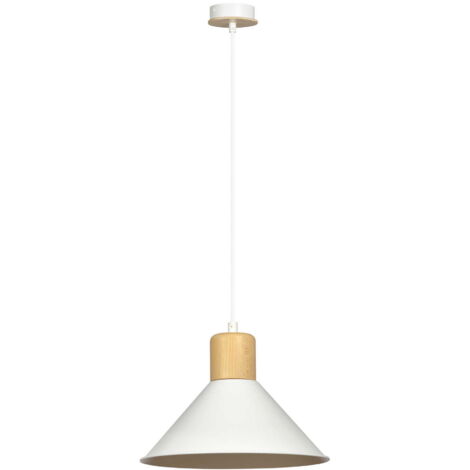 Suspension Emibig Rowen blanche bois clair Ø25 E27