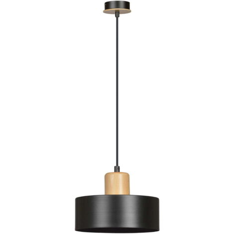 Suspension Emibig Torin 1 noire bois clair Ø25 E27
