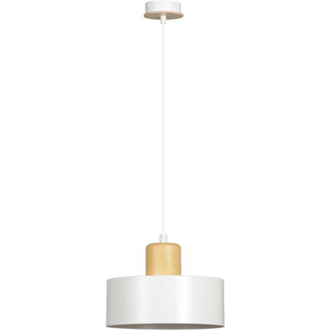 Suspension Emibig Torin blanche bois E27 Ø25cm réglable
