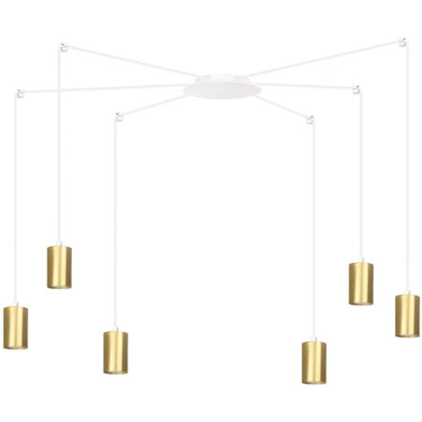 Suspension Emibig Traker 6 spots GU10 réglable blanc/or