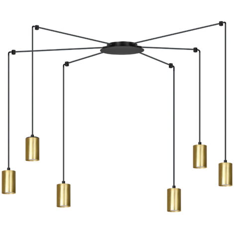 Suspension Emibig Traker noire/or 6xGU10 réglable 300cm