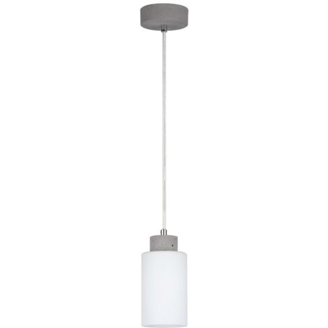Suspension en Béton Gris & Verre Blanc Design Cylindrique  1 Ampoule KARLA