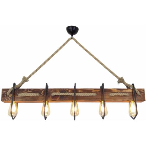 Suspension en bois et métal 4 ampoules Demir