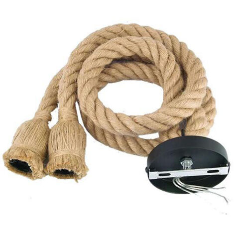Suspension en corde de chanvre style industriel rétro, lampe suspendue en corde de jute pour boutique de vêtements, café, bar ou restaurant