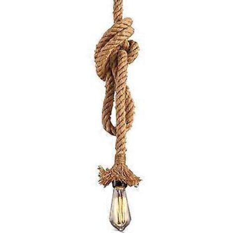 Suspension en corde de chanvre style vintage, 200 cm (6,5 pi), culot E26/E27, pour restaurant, salle à manger, chambre.