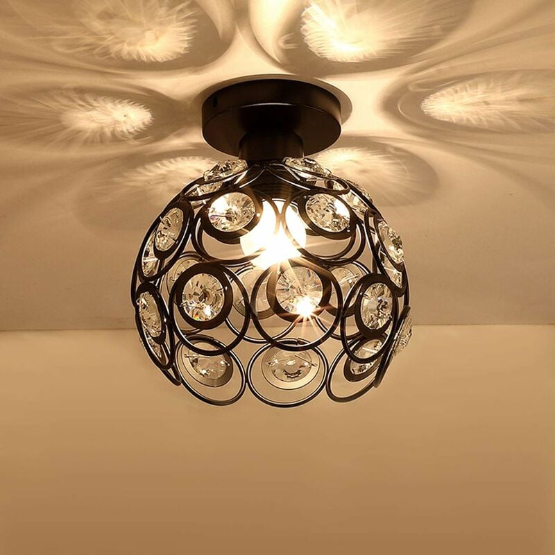 Suspension en Cristal Moderne, Mini lustre noir, plafonnier en cristal, lumières de couloir semi-encastrées