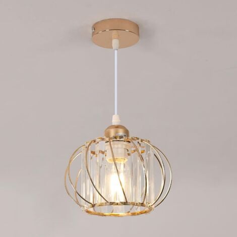 GOECO Suspension en Cristal Moderne Sphérique Lustre E27 Base Pour salon chambre à coucher salle à manger bureau Bar Café Or (Ampoule non incluse)