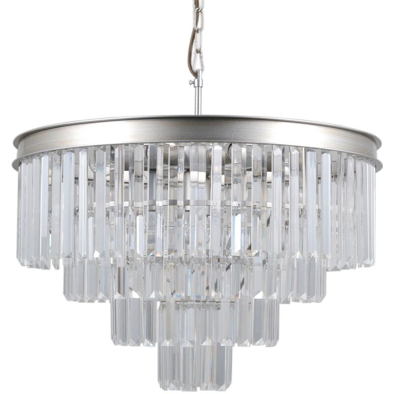 Italux - Verdes - Suspension à 8 lumières en argent avec abat-jour en cristal, E14 Italux - Verdes - Suspension à 8 lumières en argent avec abat-jour en cristal, E14