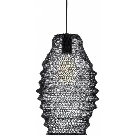 Suspension Maille en fer - Ø 24 x H 36 cm - Noir