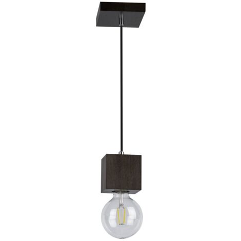 Suspension en Hêtre teinté Noyer Design Contemporain 1 Tête TRONGO SQUARE
