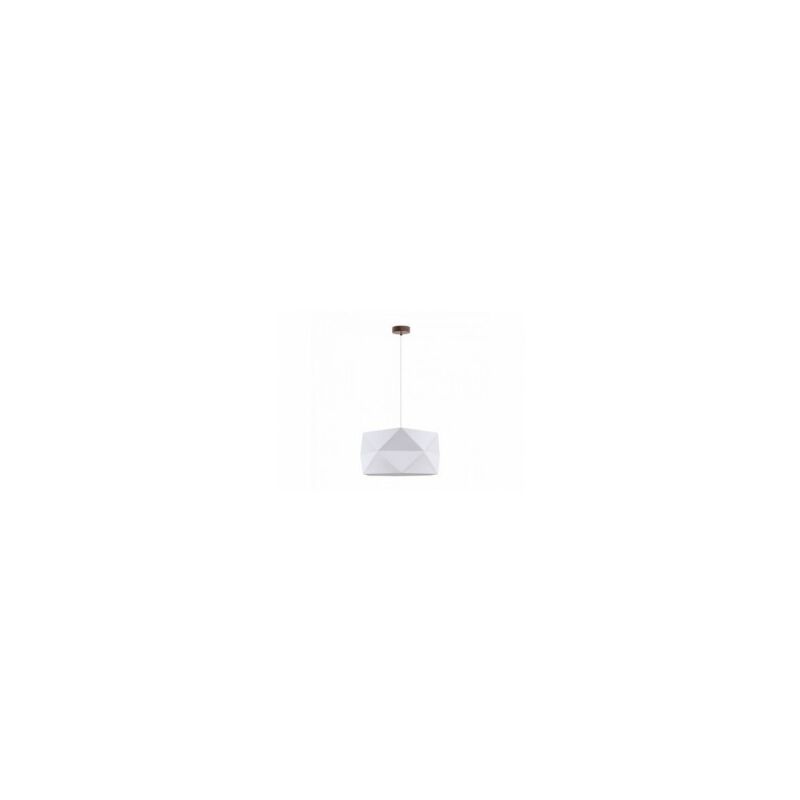 Suspension en Hêtre teinté Noyer et Abat-Jour Blanc, Design Contemporain, FINJA