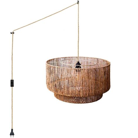 Suspension en jute "Bali" avec interrupteur et prise - Corde