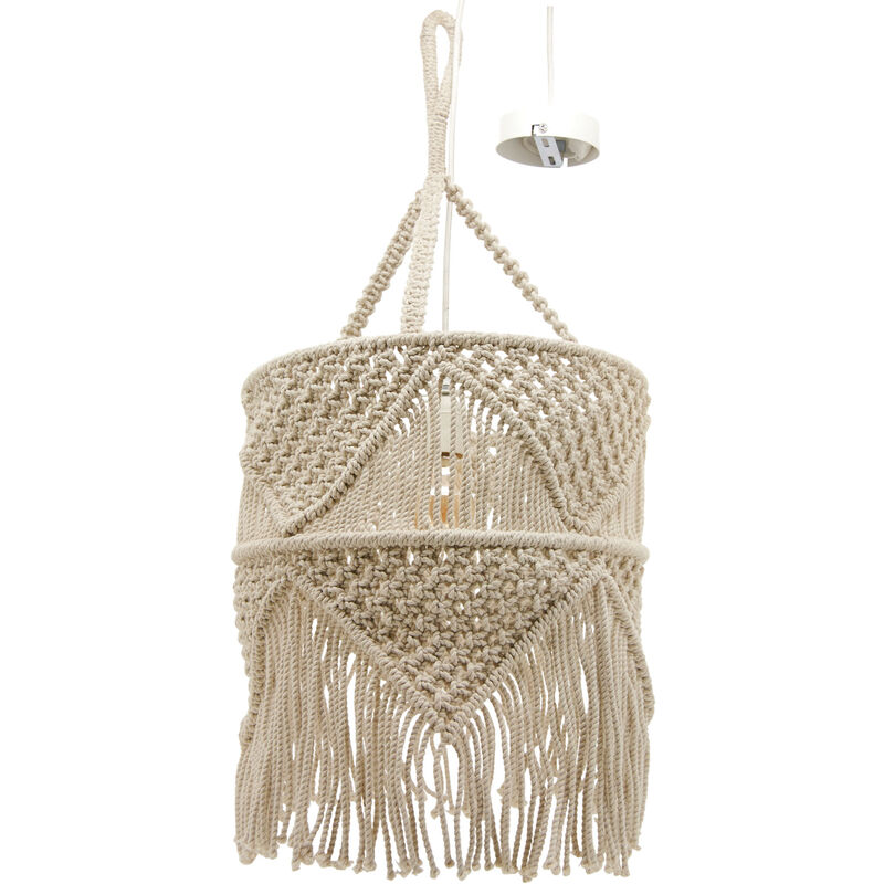 Suspension en macramé coton et métal