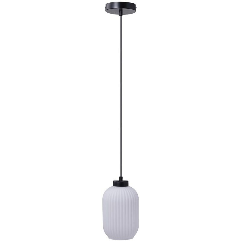 Suspension en métal et verre texturé - D. 14 x H. 120 cm - Noir - LOUXOR Suspension en métal et verre texturé - D. 14 x H. 120 cm - Noir - LOUXOR