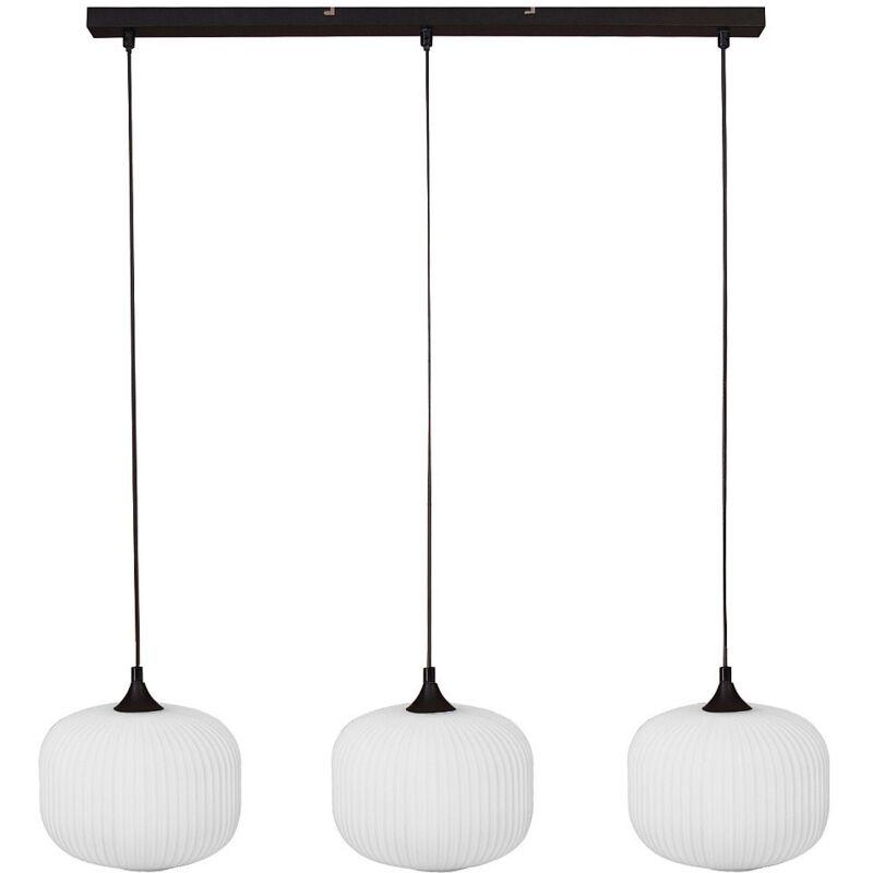 Vente-unique - Suspension en métal et verre 3 abat-jours - l. 99 x h. 128 cm - Noir et blanc - glenora Vente-unique - Suspension en métal et verre 3 abat-jours - l. 99 x h. 128 cm - Noir et blanc - glenora