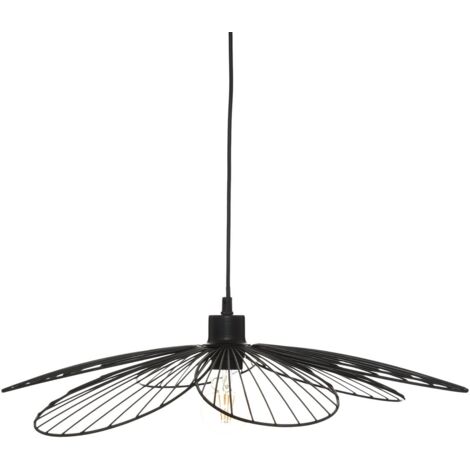 Atmosphera – Suspension fleur en métal noir 57 cm – Fer – E27 25W – Câble cuivre 80 cm – Hauteur 90 cm – Pour ambiance artistique