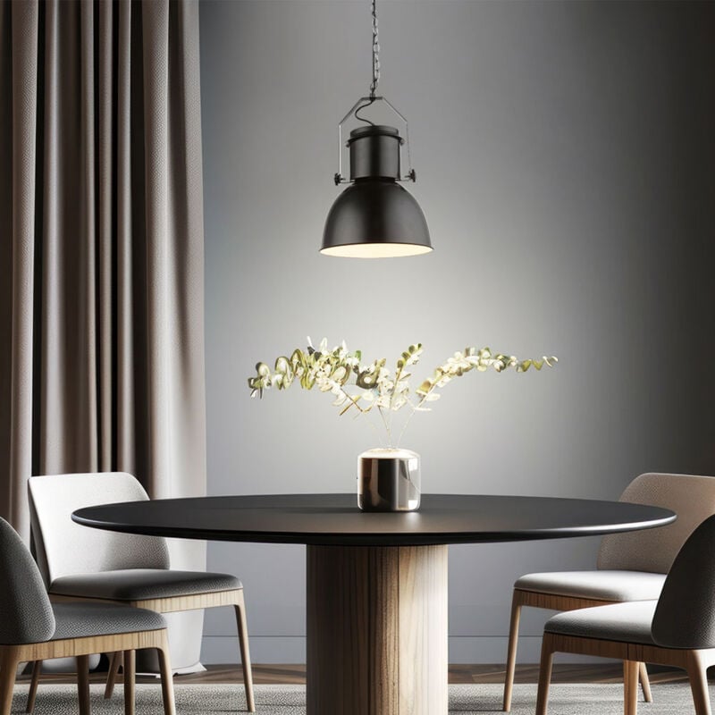 Lampe à suspendre Lampe de salon Lampe de salle à manger Suspension Lampe de cuisine Plafonnier, métal noir, 1x E27, h 120 cm