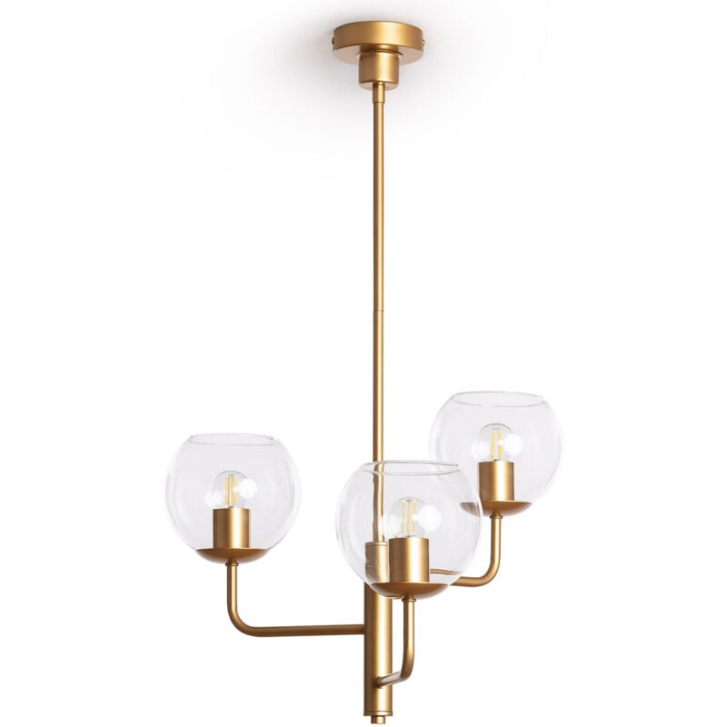 Ledkia - Suspension en métal et verre Tribubble Doré