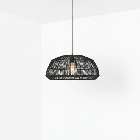 Suspension en osier "ASTRID" - E27 - Noir boho chic