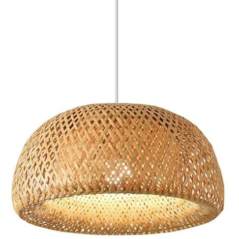 BARCELONA LED Suspension en osier "Hanna" - Blanc boho chic
