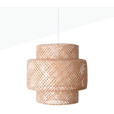 BARCELONA LED Suspension en osier "Onna" - Blanc boho chic