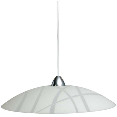 Suspensión en placa de vidrio blanco con marco cromado diam.50xh.18 cm