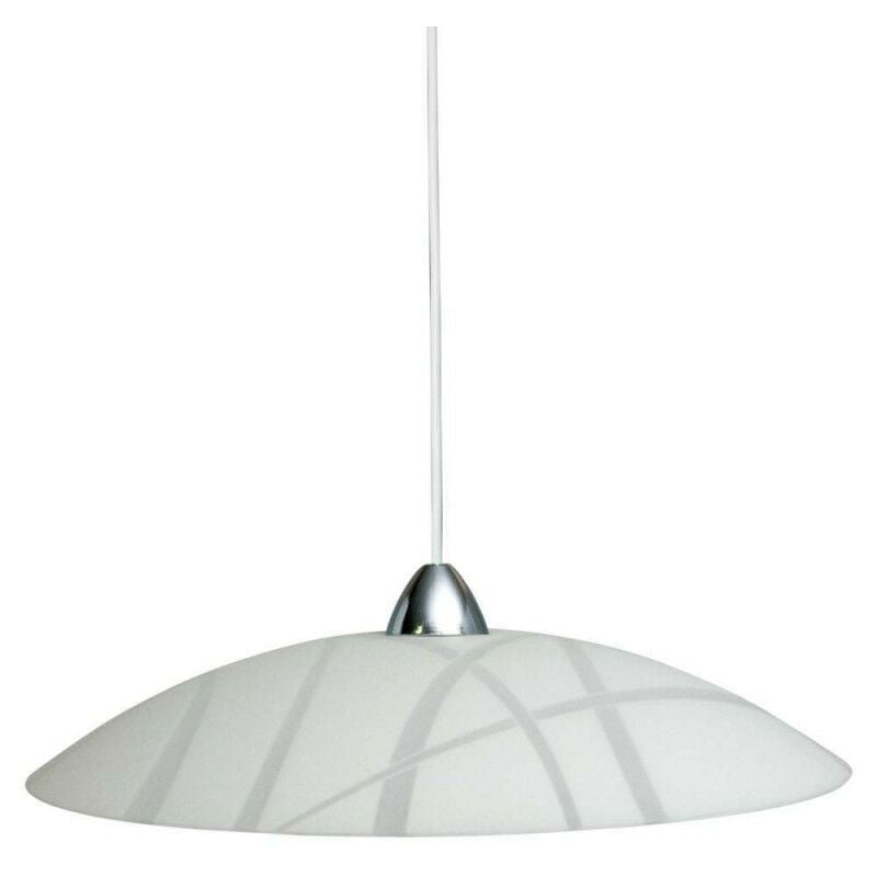 Webmarketpoint - Suspension en plaque de verre blanc avec cadre chromé diam.50xh.18 cm