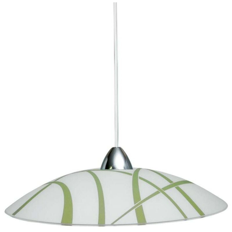 Energy - Suspension en plaque de verre chromé blanc vert diam.50xh.18 cm