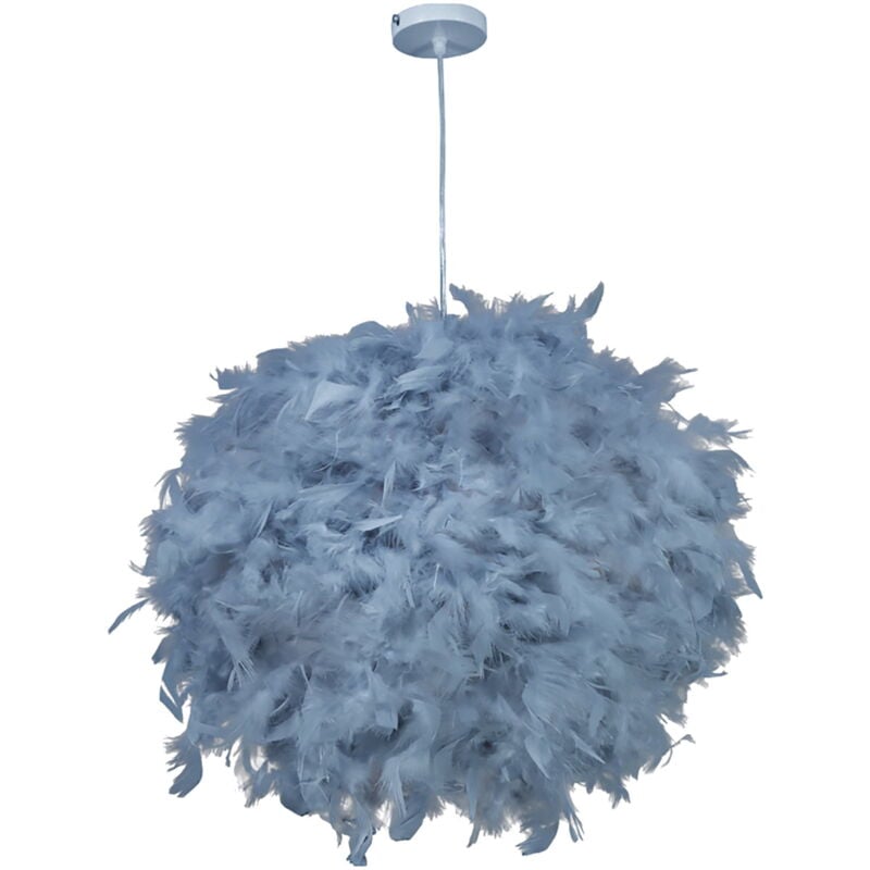 Umnuou - Suspension en plumes de style nordique Lampe en plumes moderne Salon Chambre Salle à manger chaleureuse Magasin de vêtements Café gris bleu