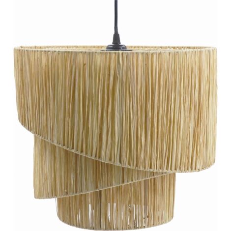 Suspension en raphia naturel esprit bohème pour salon ou chambre - naturel raphia beige clair