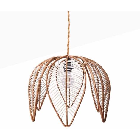 Suspension en rotin "Bintan" en forme de fleur - Corde boho chic