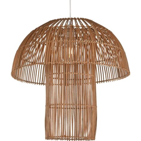 Suspension en rotin naturel style champignon pour salon chaleureux - rotin naturel marron clair
