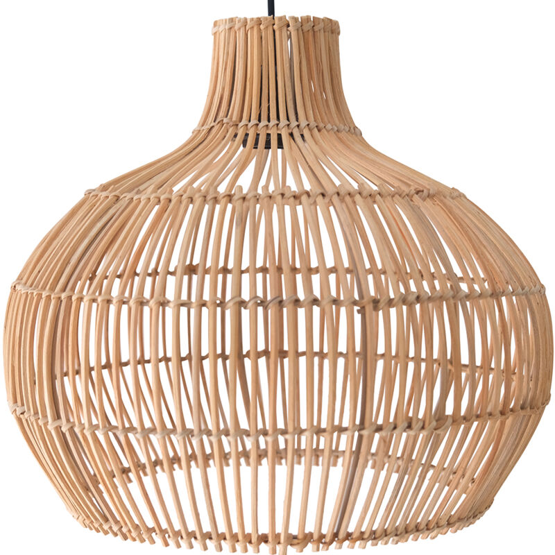 Privatefloor – Lampe de plafond rotin tressé – Lustre suspendu style Boho Bali – Dimensions 40x40x35cm – Pour atmosphère chaleureuse