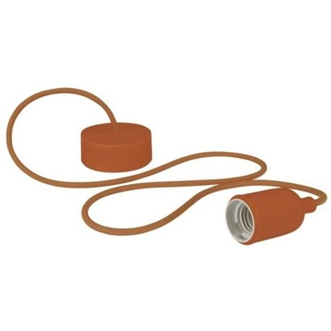 Suspension en silicone brun 100 cm – Cordon textile réglable – Douille E27 pour ampoules à filament LED – Installation facile – Vellight