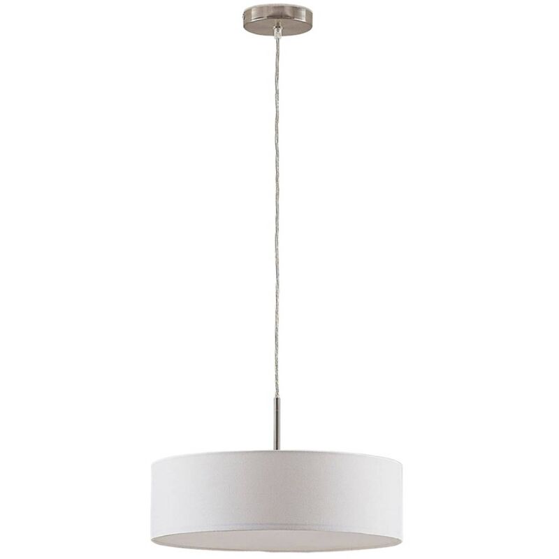 Lindby - Suspension en Tissu à intensité variable 'Sebatin' en textile pour cuisine - blanc, nickel mat