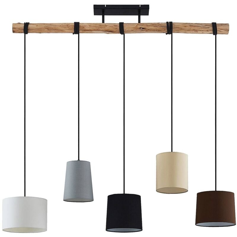 Suspension en Tissu à intensité variable 'Amilia' en bois pour salon & salle à manger